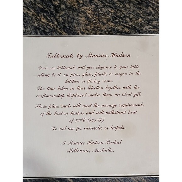 Maurice Hudson Tablemats Cork Back Placemats Melbourne Box of 6 Blk/wht Cities - Picture 9 of 10